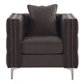 Dark Grey Tufted Pillow Back Accent Chair Dark Gray Primary Living Space Velvet