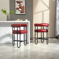 Coolmore Bar Stools Set Of 2, Modern Bar Stool With Back, Black Metal Frames, Upholstered Bar Stools For Kitchen Island, Pub, Club Wine Red Pu Wine Red Dining Room Foam Pu Leather