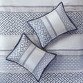 7 Piece Jacquard Comforter Set Navy Cal King California King Navy Polyester