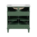 30 Inch Bathroom Vanity With Ceramic Basin, Soft Close Door And Adjustable Shelves Green Bathroom Solid Wood Mdf