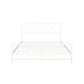 King Size Classical Metal Bed Frame With Circular Design Headboard And Footboard, Under Bed Space, White King White Iron