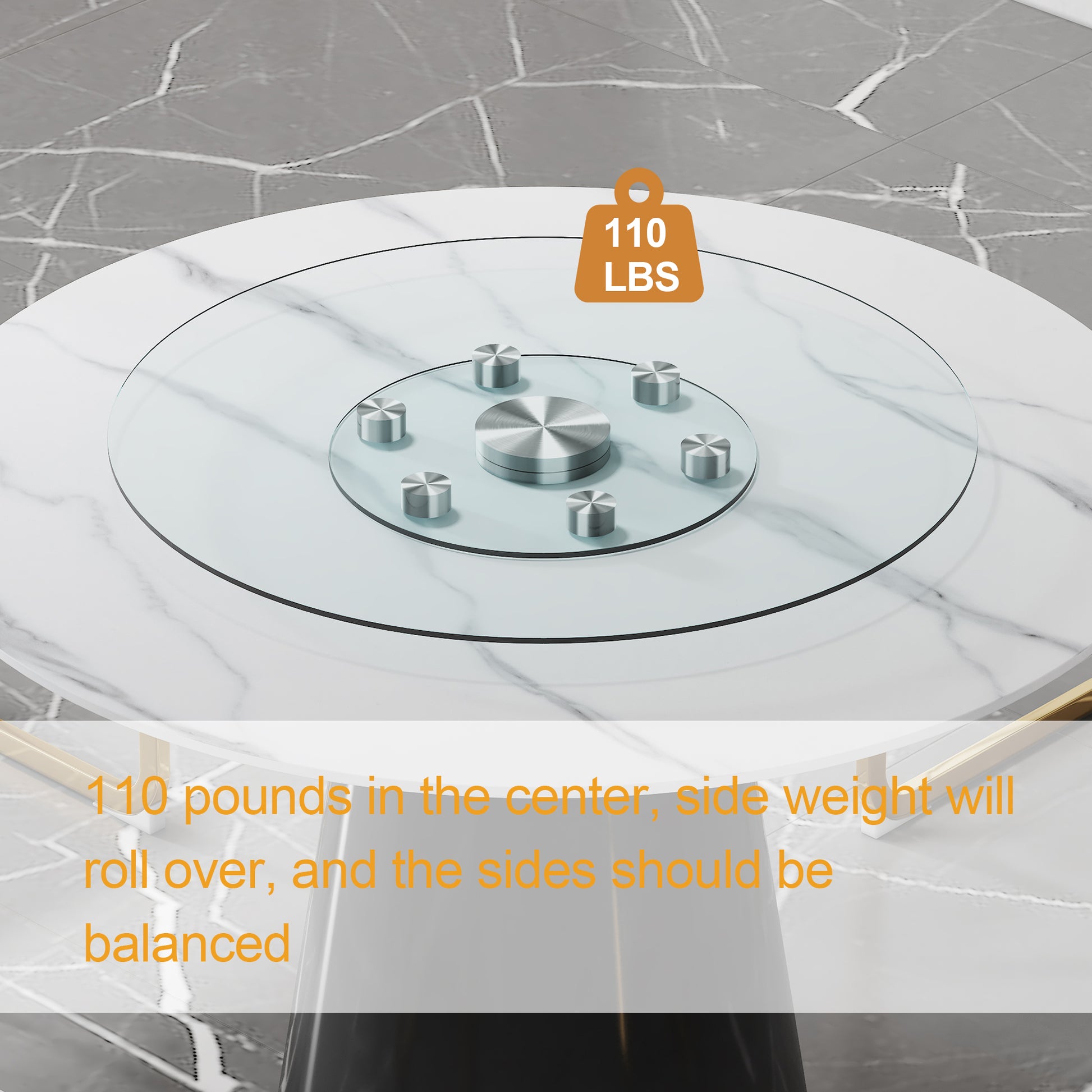 Double Layer Rotatable Round Glass.The Rotatable Design Makes It More Convenient To Retrieve And Place Items.The Upper Glass Has A Diameter Of 30.3 Inches, While The Lower Glass15 Inches. Transparent Glass