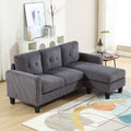 Velvet Sectional Couchl Shaped Sofa With Ottoman For Small Apartment Dark Gray Velvet 3 Seat