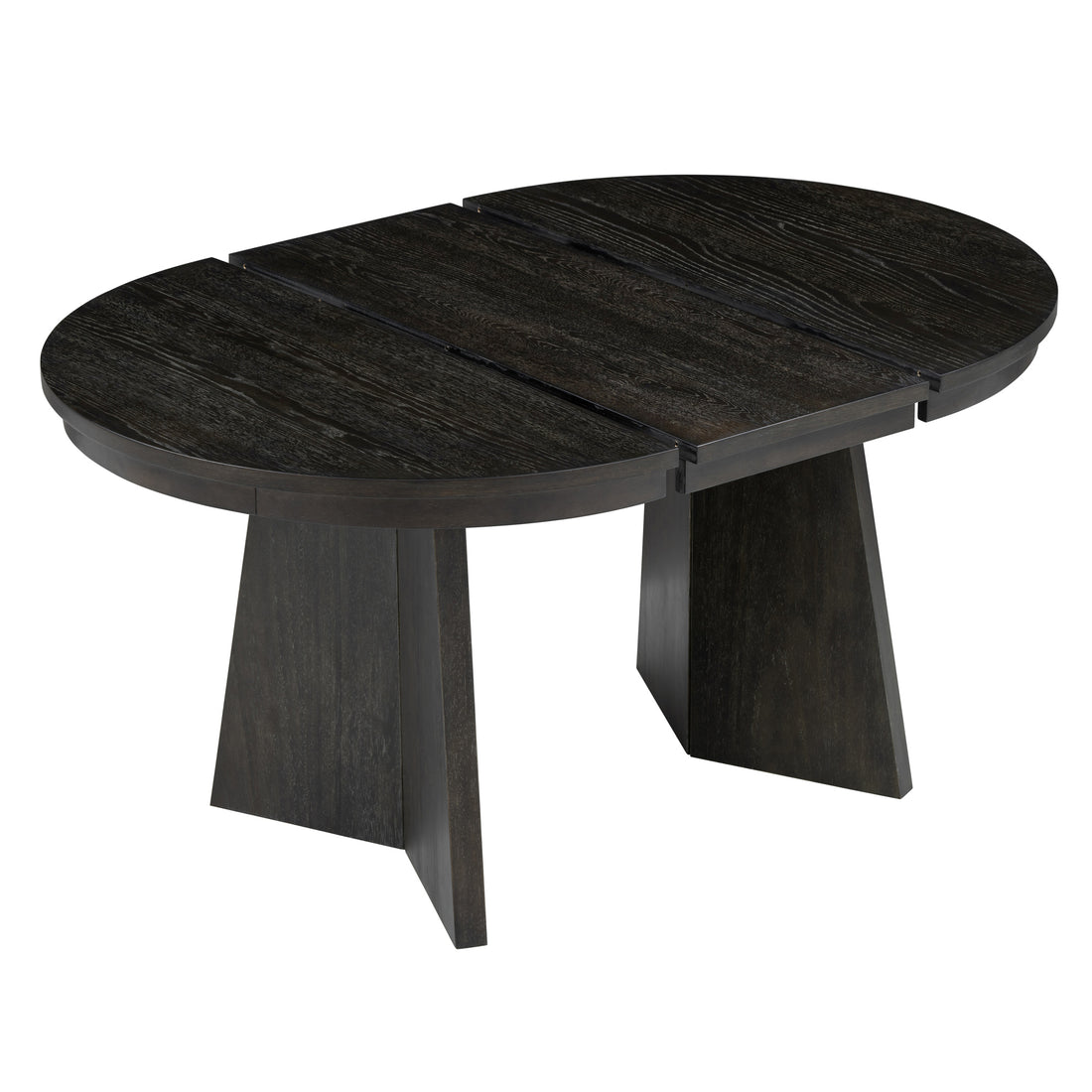 Retro Extendable Dining Table With A 16 Inch Middle Leaf For Dining Room And Kitchen Espresso Espresso Solid Wood Mdf