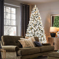 8Ft Pe Pvc Pine Mixed Christmas Tree With Colorful Warm Light 10 Function Led, Memory Wire & Easy Power Technology Green,White Polyethylene