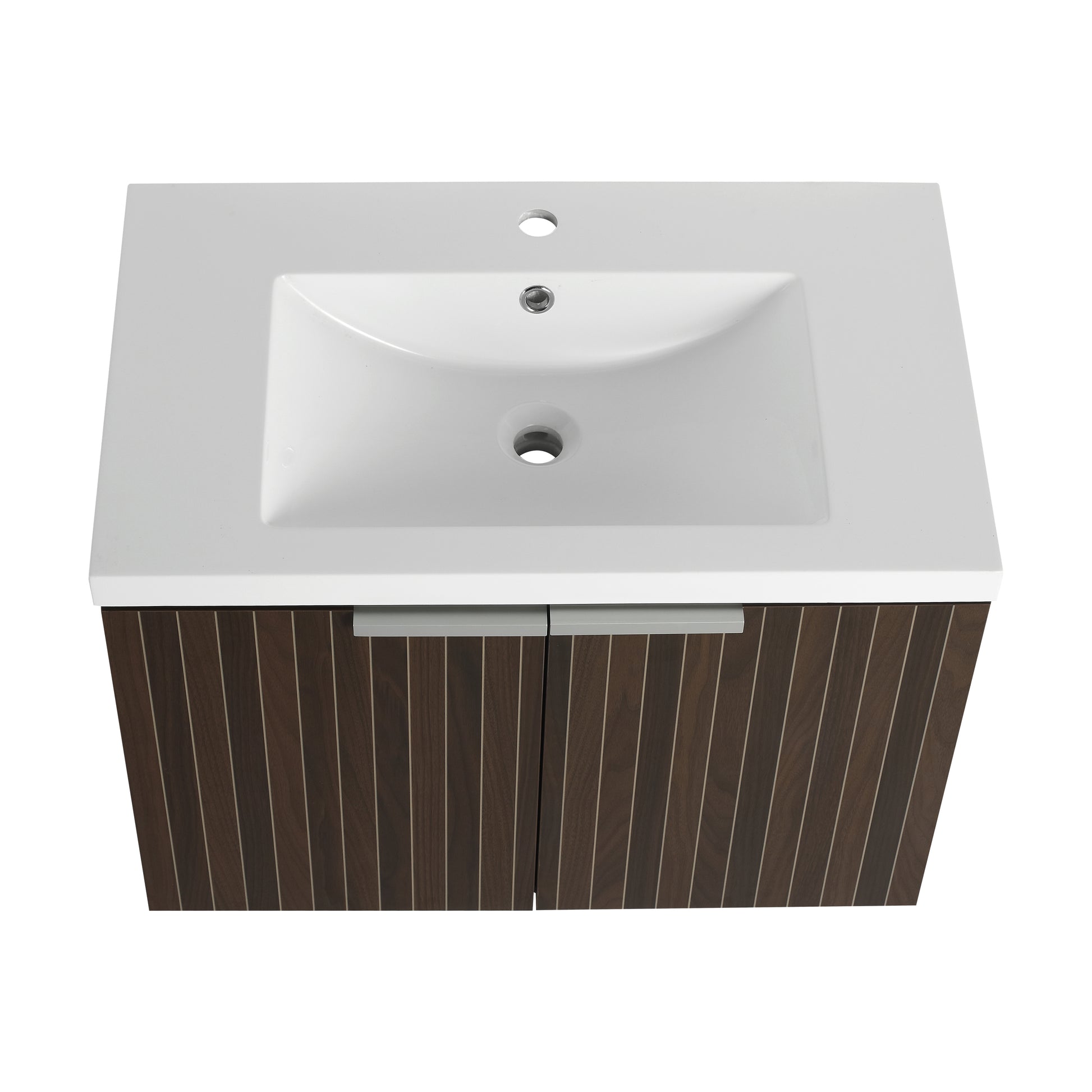 30 Inch Bathroom Vanity With Resin Sink,Soft Close Doors,Float Mounting Design Silver Brown Stripe Bathroom Modern Plywood Plywood