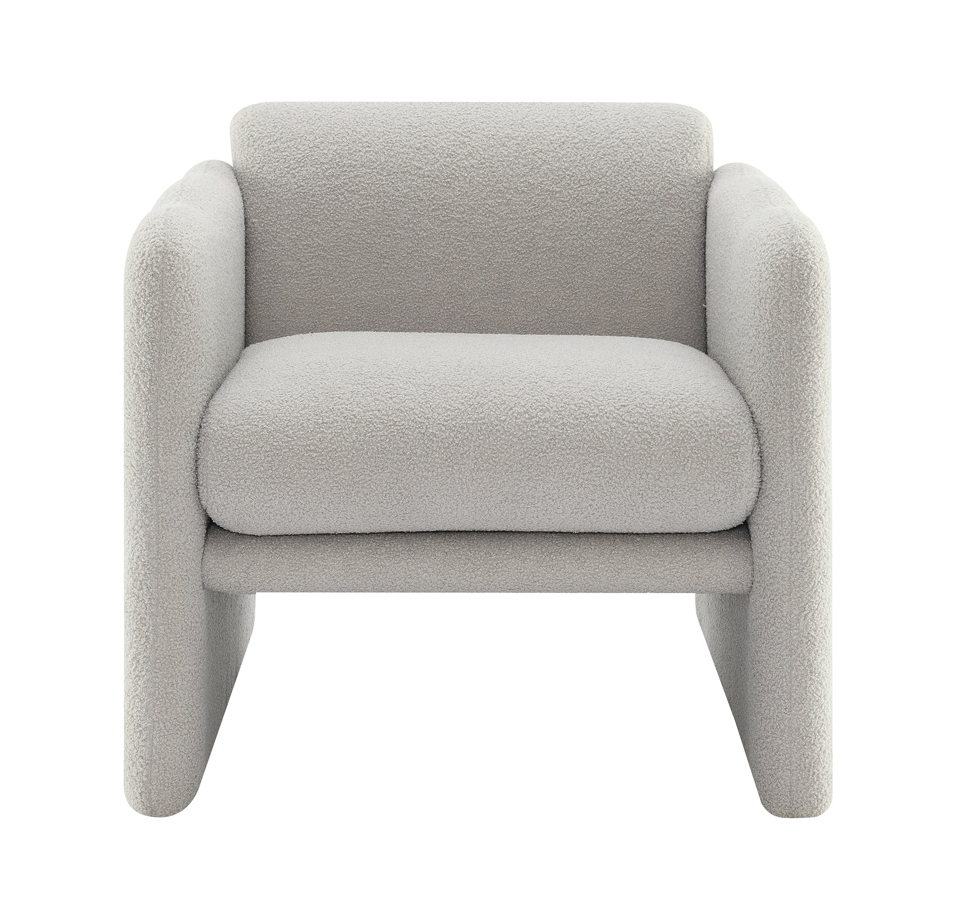 Arm Chair With Waved Arms, Metal Decoration On Both Side Arms, Accent Chair For Primary Living Space,Living Room,Bedroom, Teddy Fabric, Light Grey Light Grey Primary Living Space Modern Foam Plywood