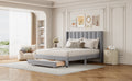 Full Size Storage Bed Velvet Upholstered Platform Bed With A Big Drawer Gray Old Sku:Wf296850Aae Full Gray Velvet