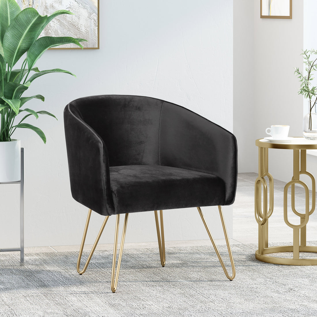 Lounge Arm Chair Black Velvet