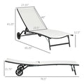 Outsunny Chaise Lounge Outdoor, 2 Piece Lounge Chair With Wheels, Tanning Chair With 5 Adjustable Positions For Patio, Beach, Yard, Pool, Cream White Cream White Fabric