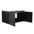 30'' Floating Wall Mounted Bathroom Vanity With Ceramics Sink & Soft Close Cabinet Door, Kd Package Black 2 Soft Close Doors Bathroom Wall Mounted Modern Plywood