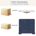 36 Inch Traditional Bathroom Vanity With Resin Sink Combo Set, Blue Bathroom Cabinet With Two Doors And Four Drawers Blue Bathroom Solid Wood Mdf Resin