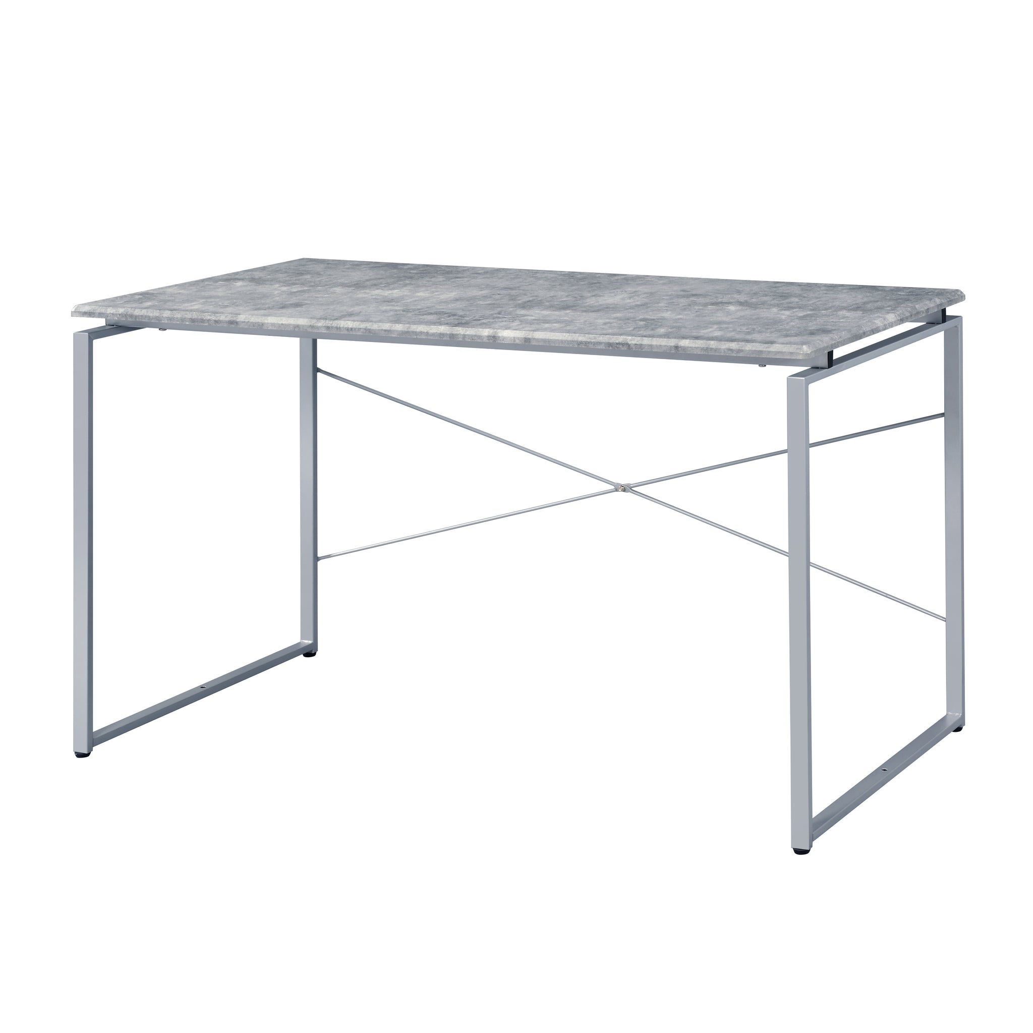 Jurgen Faux Concrete & Silver Finish Writing Desk Gray,Silver Metal,Synthetic Wood