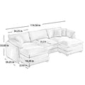 Oversized Modular Cushion Sofa, Portable Ottoman, L Shaped Corner Low Back Deep Seating Spacious Sofa Set And Sofa Bed For Home Apartment Living Room Set, Tan Corduroy Tan Corduroy 3 Seat