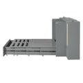 Queen Size Murphy Bed Wall Bed With Drawer And Rattan Decoration With 2 Storage Cabinets, One Set Of Sockets & Usb Ports, Pulley Structure Design, Gray Queen Gray Plywood