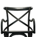 Rhy 18 Inch Dining Armchairs, Set Of 2, Metal Cross Backrests, Jet Black Black Wood Metal