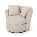 Swivel Club Chair Beige Brown Fabric