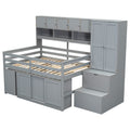 Full Size Wooden Loft Bed Big Storage With Under Bed Desk, With Drawers, With Shelves, Gray Full Gray Plywood