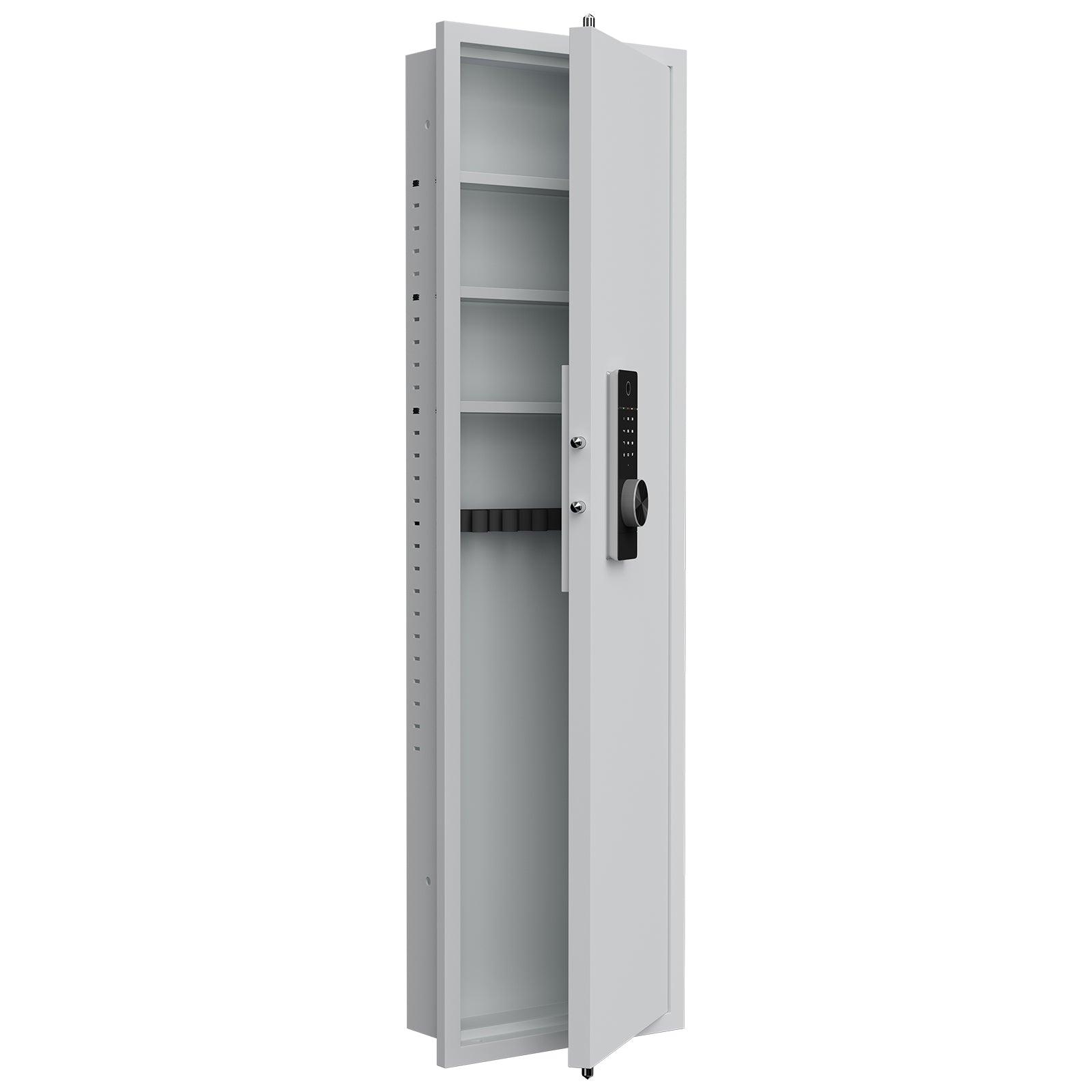 Fingerprint Touch Panel In Wall Safe,Hidden Wall Safe For Rifles And Pistols With Adjustable Shelves,Assembled Storege Safe For Firearm And Valuables White Fingerprint White Steel