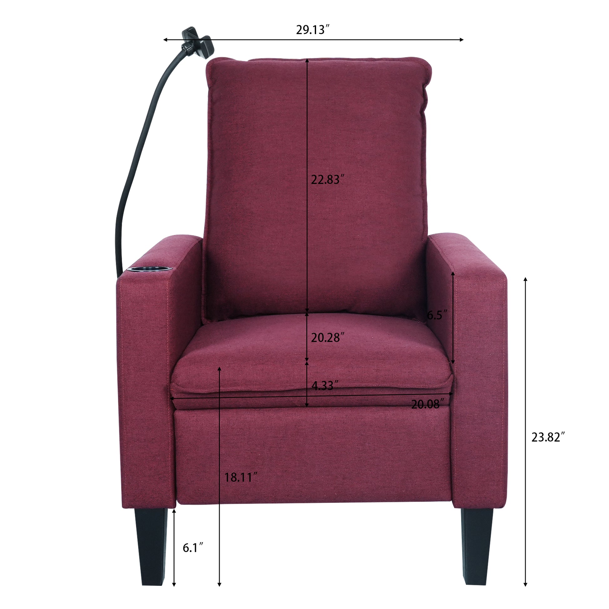 Recliner Chairs For Adults, Adjustable Recliner Sofa With Mobile Phone Holder & Cup Holder, Modern Reclining Chairs Fabric Push Back Recliner Chairs For Living Room, Bedroom, Red Red Foam Polyester