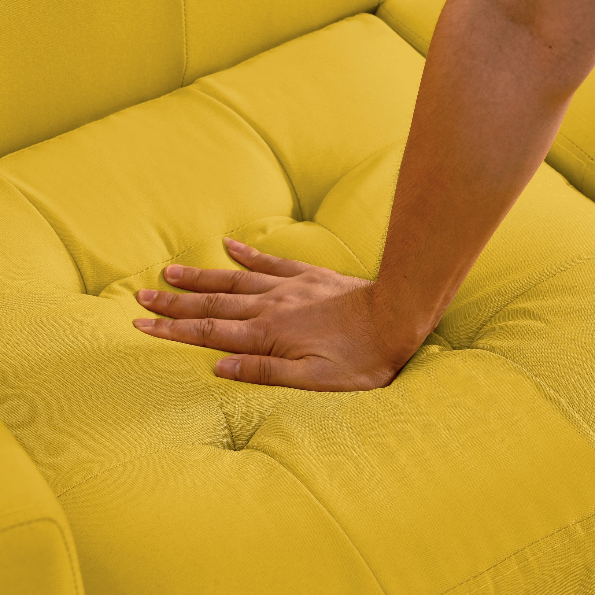 Loveseat Sofa, Mid Century Modern Decor Beautiful Seat Couches For Living Room, Button Tufted Upholstered Small Couch For Bedroom, Solid And Easy To Install Beautiful Seats Furniture, Yellow Yellow Foam 2 Seat