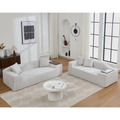 Arrived 2 Piece Boucle Cloud Sofa Set, Upholstered Sofa Set, Modern 3 Seater And 2 Seater Sofa With Mdf End Table For Living Room ,Apartment,3 2 Couch,Boucle, Light Gray Light Gray Polyester Primary Living Space Soft Tight Back Modern Square Arms Foam