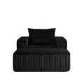 62.5 Inch Corduroy Sponge Sofa Lounge Chair With Removable Footrest,No Assembly Required,Fluffy Modern Sleeper Chair For Indoor Living Room Bedroom Black Foam Corduroy 1 Seat