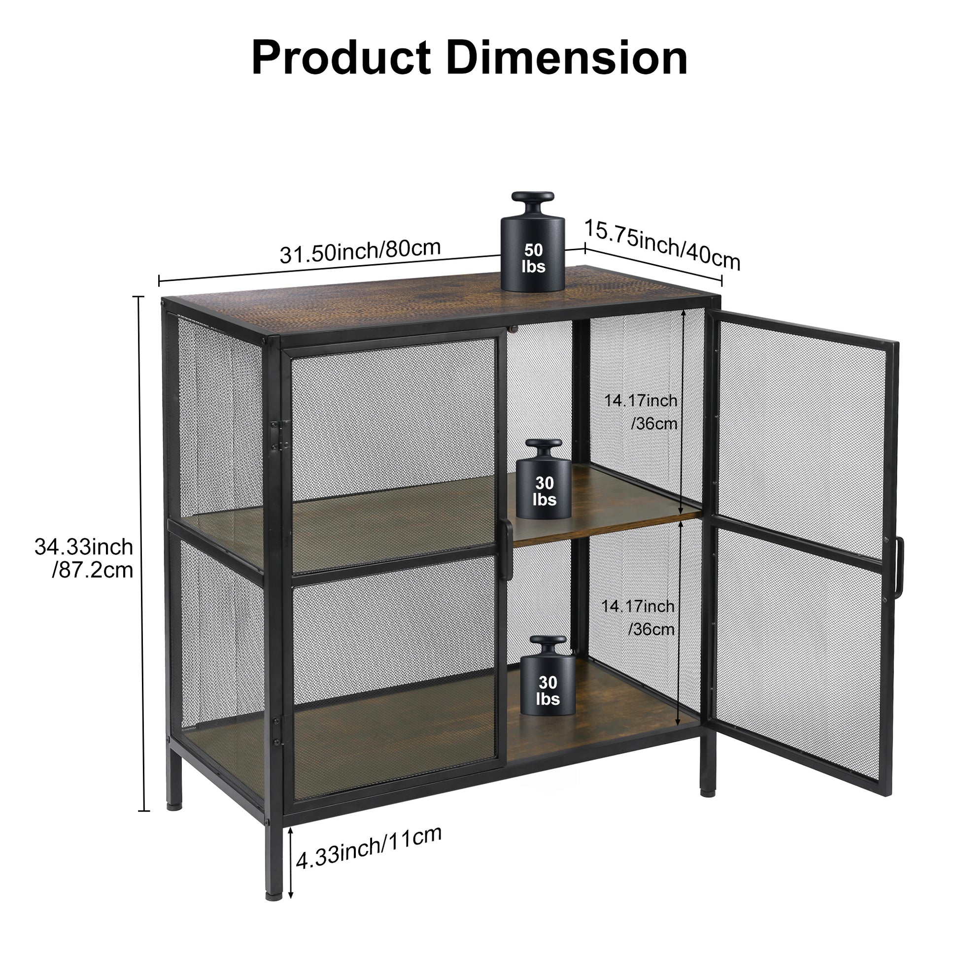 Sideboard Buffet Kitchen Storage Cabinet With Mesh Doors And Shelves, Wine Liquor Cabinet, Cupboard Console Table, 31.5W X 15.75D X 34.3H, Black Antique Antique Black Metal & Wood
