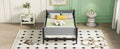 Twin Bed With Headboard, Footboard, Safeguards, Built In Bed End Book Storage Rack ,Grey Twin Grey American Design Pine