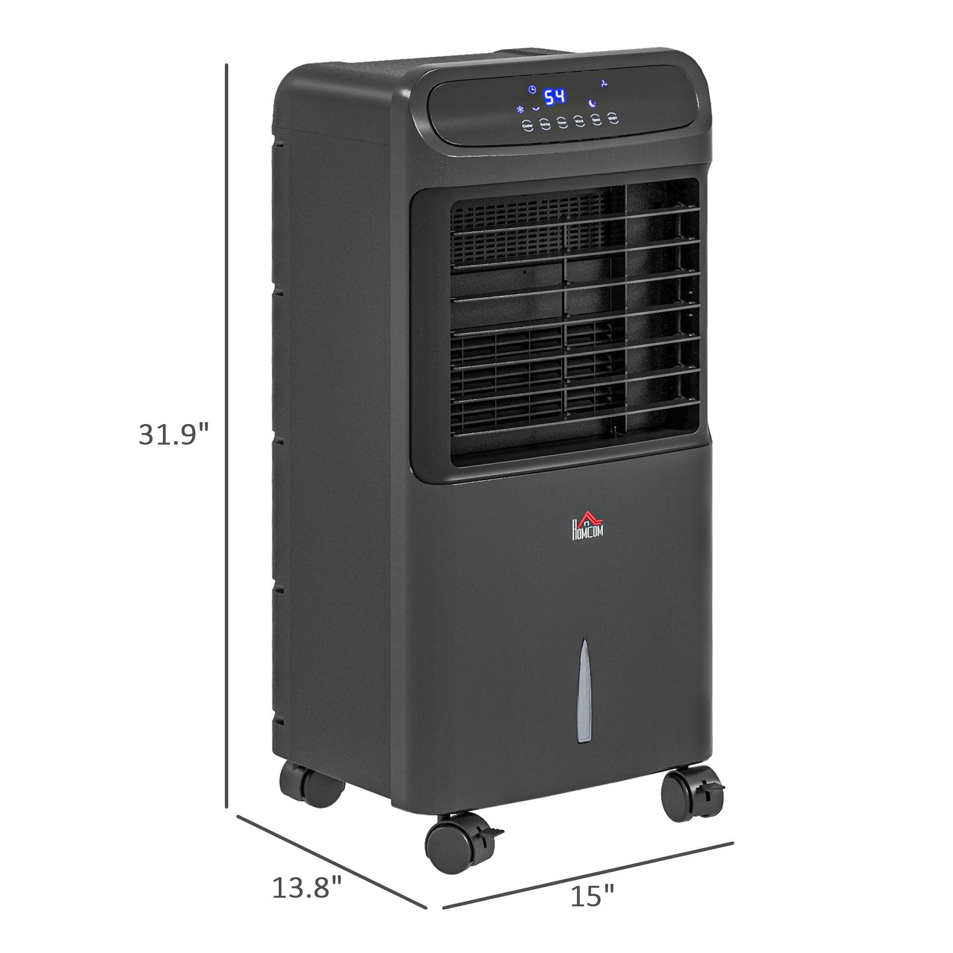 Homcom 32" Evaporative Air Cooler With 3.2 Gal Water Tank, 60 Oscillating, 3 In 1 Ice Cooling Fan, Portable Swamp Cooler With Humidifier For Home Office, 3 Modes, 3 Speeds, 12H Timer, Remote, Black