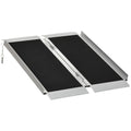 Homcom Wheelchair Ramp 3Ft, Folding Aluminum Threshold Ramp With Non Slip Surface, Transition Plates Above And Below, 600Lbs Weight Capacity For Home, Doorways, Curbs, Steps Black Aluminum