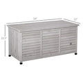 Outsunny 75 Gallon Wooden Deck Box, Outdoor Storage Container With Aerating Gap & Weather Fighting Finish, Grey Grey Wood