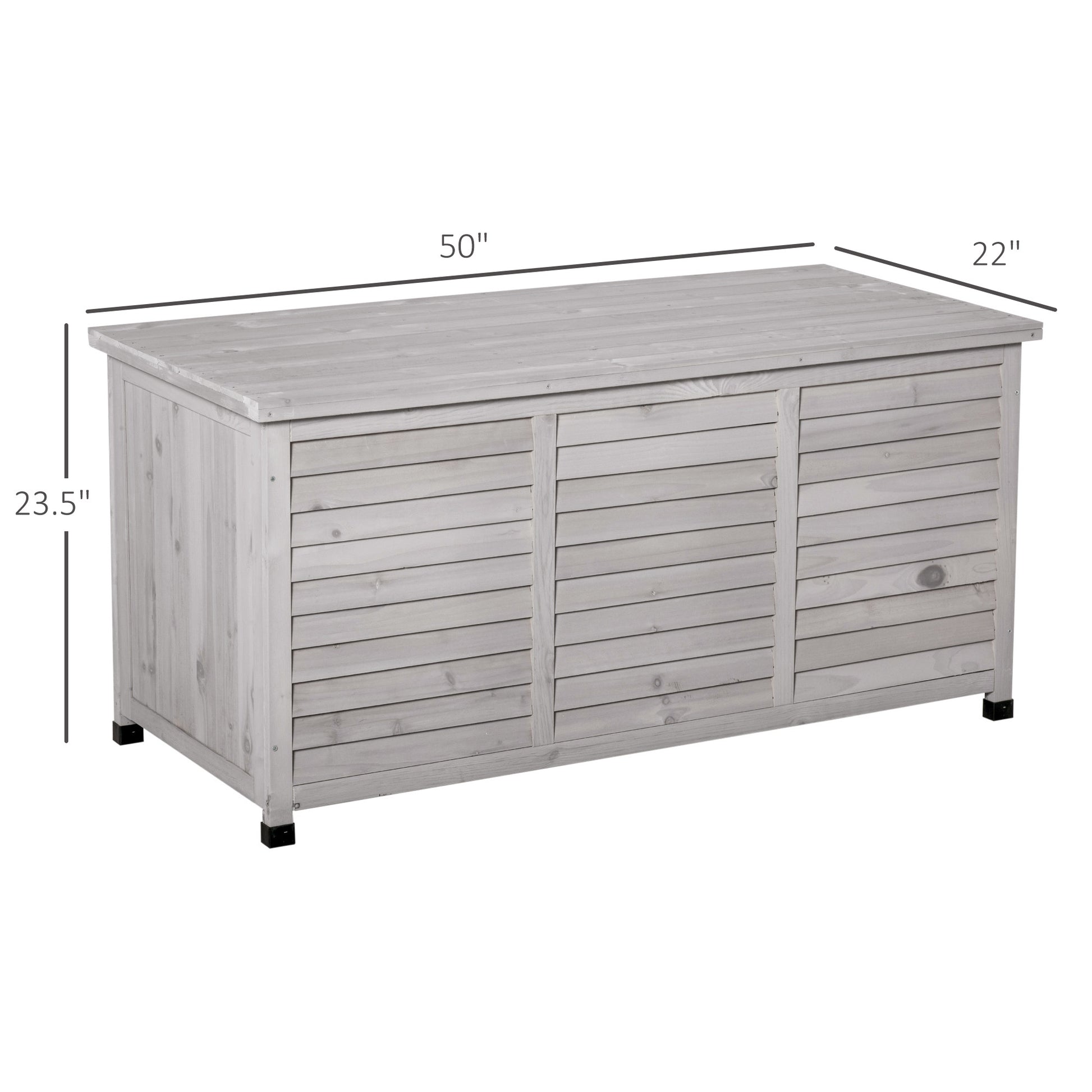 Outsunny 75 Gallon Wooden Deck Box, Outdoor Storage Container With Aerating Gap & Weather Fighting Finish, Grey Grey Wood