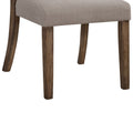 Dining Side Chair With Linen Tufted Back, Set Of 2, Beige Beige Wood
