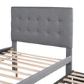 Full Size Upholstered Platform Bed With Pull Out Twin Size Trundle And 3 Drawers, Gray Full Gray Upholstered