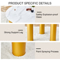 Table And Chair Set, Round Table With White Marble Pattern, Gold Mdf Table Legs, Soft And Comfortable Dining Chair, Suitable For Kitchen And Living Room White Mdf