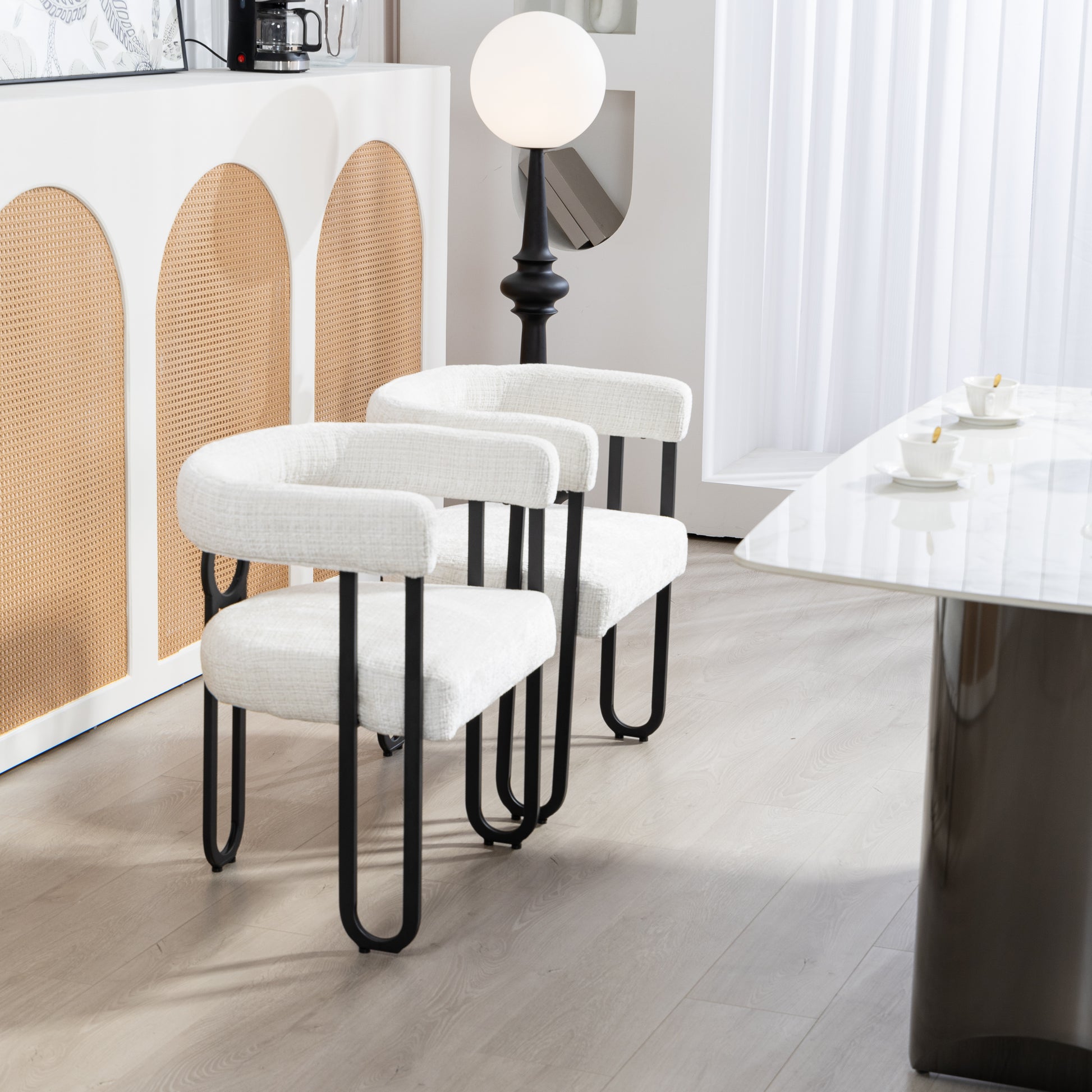 Coolmore Contemporary Designed Chenille Fabric Upholstered Accent Dining Chair Barrel Side Chairs Kitchen Armchair For Living Room Set Of 2 Beige Chenille Beige Dining Room Foam Chenille