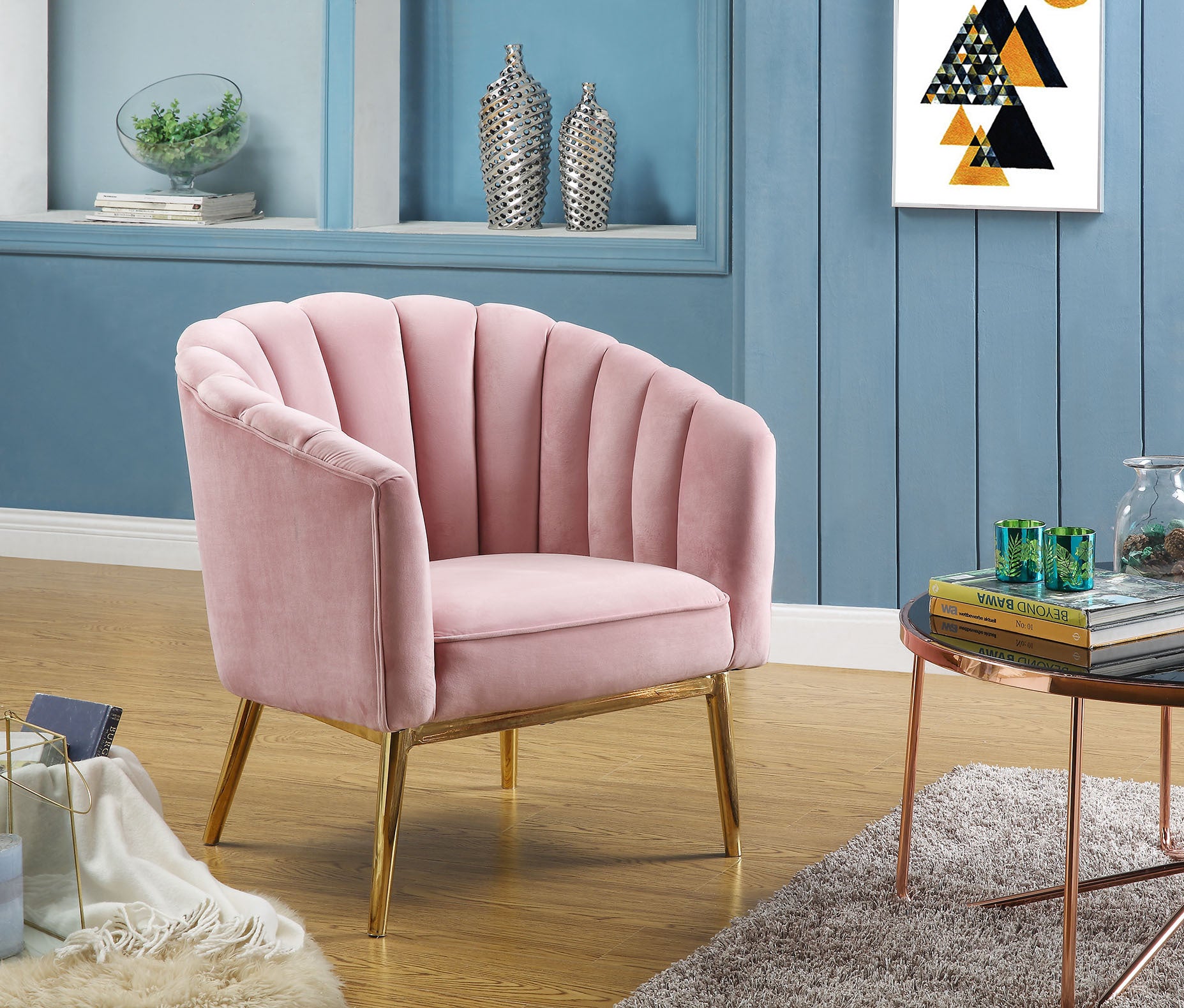Blush Pink And Gold Tufted Accent Chair Pink Primary Living Space Wood Fabric