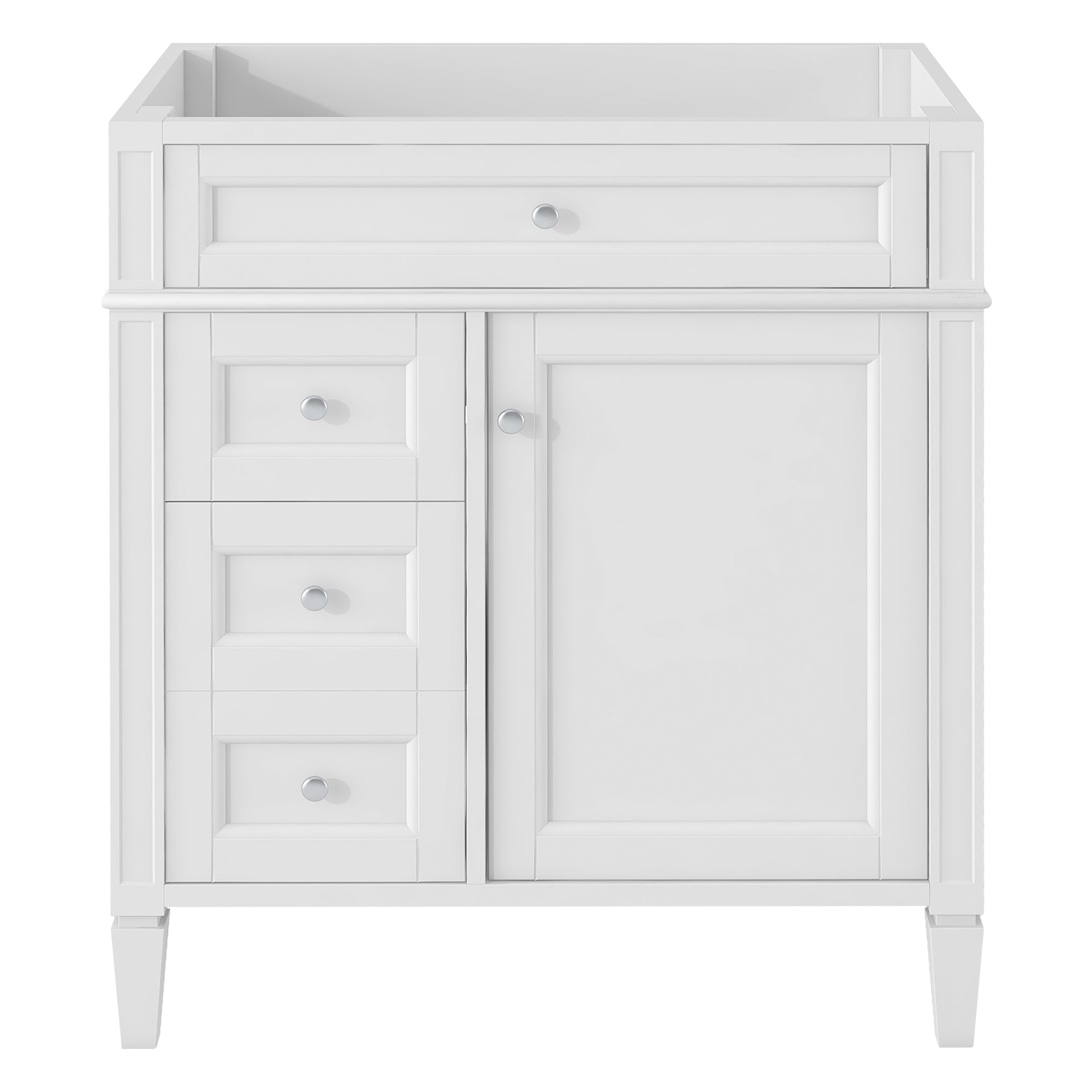 30'' Bathroom Vanity Without Top Sink, Modern Bathroom Storage Cabinet With 2 Drawers And A Tip Out Drawer Not Include Basin White Bathroom Solid Wood Mdf