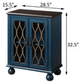 Antique Blue Console Table With Glass Doors Blue Primary Living Space Rubberwood Rectangular Wood Glass