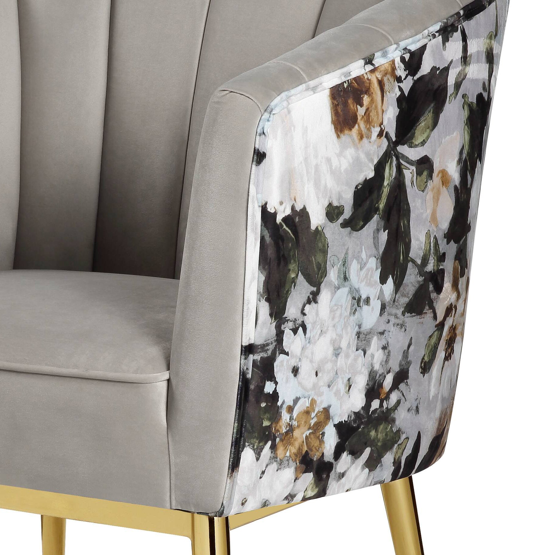 Grey And Gold Padded Accent Chair With Barrel Backrest Grey Gold Primary Living Space Contemporary Wood Fabric