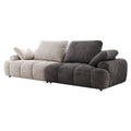 86.6 Large Size Two Seat Sofa,Modern Upholstered,Beige Paired With Grey Suede Fabric Beige Grey Velvet Wood Primary Living Space Soft Modern Eucalyptus Polyurethane Foam Eucalyptus 3 Seat