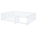Full Size Wood Daybed With Fence Guardrails And 2 Drawers, Split Into Independent Floor Bed & Daybed, White Old Sku :Lp000882Aak Full White Solid Wood Mdf