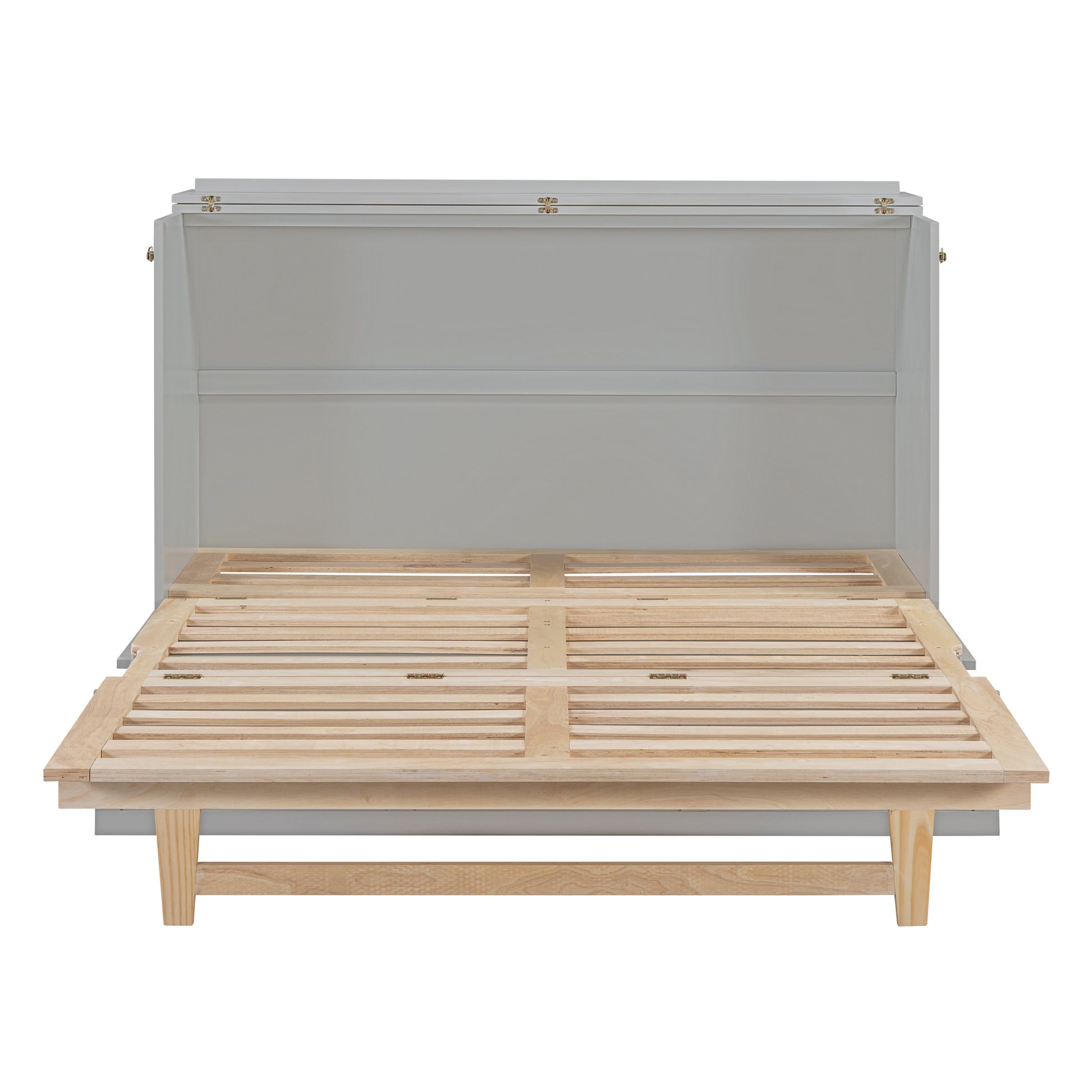 Queen Murphy Bed With Large Drawers,Gray Queen Gray Plywood