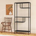 Modern Storage Shelf With 4 Compartments & Metal Legs, Freestanding Organizer,Book Shelves Display Shelves For Living Room, Bedroom, Home Office 4 Black Standard Primary Living Space Open Back Metal