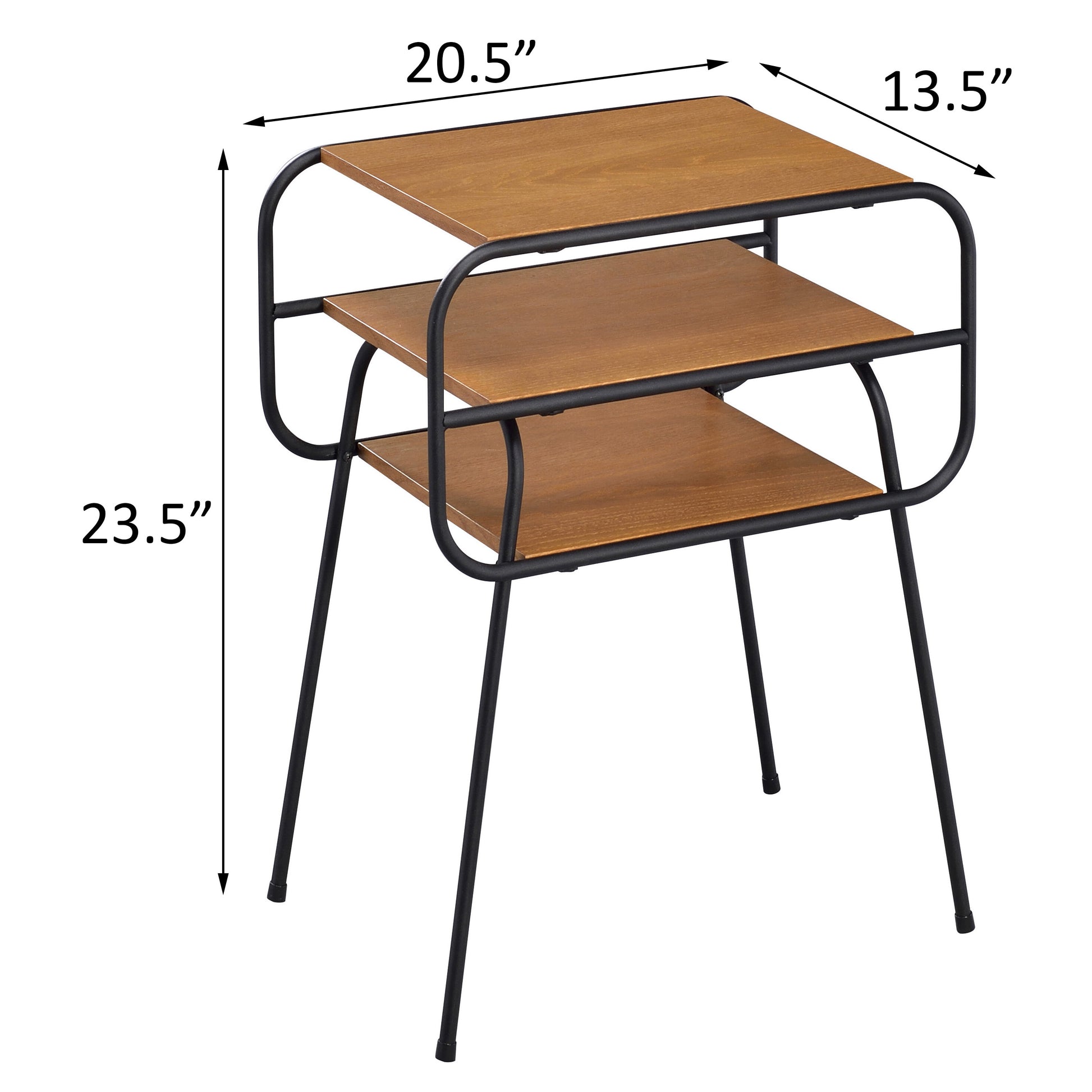 Oak And Black 2 Shelf Accent Table Black Brown Primary Living Space Modern Shelves Rectangular Wood Metal Sled