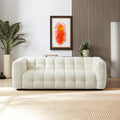 Morrison Sofa Cream Boucle Cream,White Wood Tufted Back Mid Century Modern Boucle,Solid Wood 3 Seat