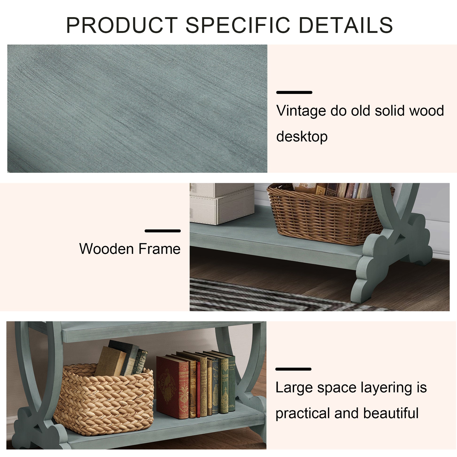 Newport Console Table For Living Room,Kitchen,Entyway Antique Light Green Antique Light Green Desk Top Primary Living Space American Design Floor Mount Console Tables Lacquered Solid Wood Mdf Mdf