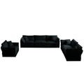 Modern Sofa Couch, 3 Piece Set Extra Deep Seat Sectional Sofa For Living Room, Oversized Sofa, 3 Seat Sofa, Loveseat And Single Sofa, Black Chenille Green Chenille 6 Seat