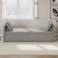 Modern Upholstered Chaise Lounger Daybed Small Single Daybed With 2 Drawers, No Mattress Needed, Perfect For Living Rooms & Home Office, Linen Fabric, Gray Gray Linen